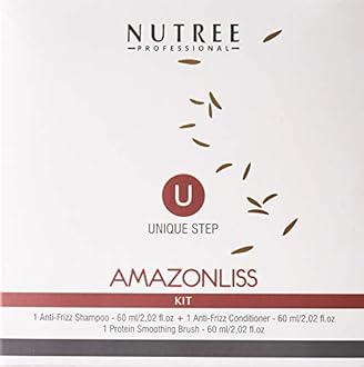 Hair Straightening Brazilian Keratin Treatment 1 Step Amazonliss Protein Smoothing Brush Set 2.02 Fl.oz - New Formula - Odor-Free - Formaldehyde-Free - Easy To Apply - Only 1 Hour for Application