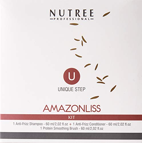 Amazonliss Brazilian Keratin Hair Treatment One Step Protein Hair Treatment Formaldehyde Free Hair Strengthening Alisado Brasileño Keratina Brasileña (One Step Keratin W/Shamp. & Condit. 2.02 Fl Oz) #TOP1