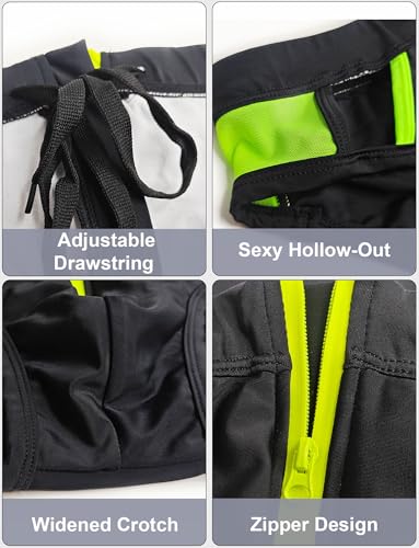 Men's Swim Briefs Low Rise Sexy Brief Swimsuits Front Zipper Hollow Out Bikini Swimwear4