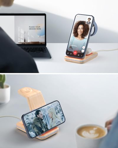 Image of Wireless Charging Station for Apple Products: 3 in 1 Apple Wireless Charger for iPhone 16 /15 /14 /13 /12 /11 /SE /X Pro Max - Apple Watch Ultra /10 /9 /8 /SE /7 /6 /5 /4 /3 - AirPods 2 /3 /4 Pro