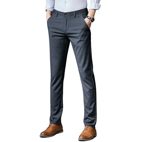 Pantalon droit pour homme chic de bureau au motif à carreaux subtils