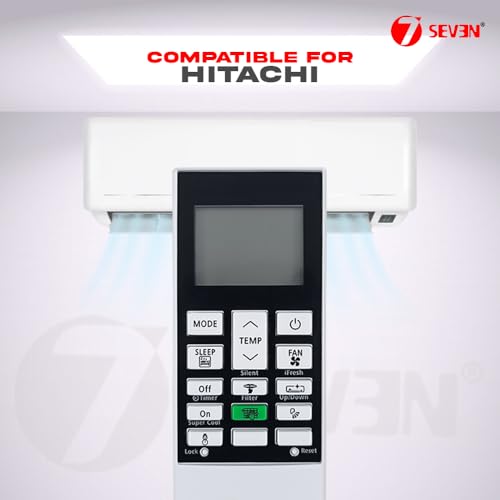 Image of 7SEVEN Compatible with Hitachi AC Remote Control Model 168H Suitable for 1 1.5 2 Ton Split and Window Inverter Air Conditioner - Match Each Key by Key Exactly with Existing AC Remote Function