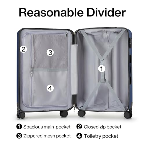 Image of Hanke Luggage Sets 3 piece Carry On Luggage with Wheels PC Hard Shell Suitcases Lightweight Checked Travel Luggage Large Travel Suitcase Woman Men 20 /24 /29 Inch(Dark Blue)