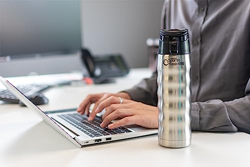 Pioneer Stainless Steel Sports Flask, Double Wall Vacuum Insulated Drinks Bottle, 480ml, Stainless Steel, 480 ml - Image 2