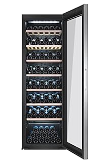 Haier Wine Bank 60 Serie 3 Cantinetta Vino, 171 Bottiglie, 1 Zona, con Vetro Anti-UV e Filtro ai Carboni Attivi, Luci LED, Libera Installazione, Classe G, 59,5 x 63,9 x 185 cm, Nera - WS171GA