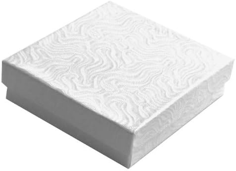 100 Cotton Filled Boxes Size 33, 3.5" x 3.5"x 1" , White size #33 by Jewelers Supermarket