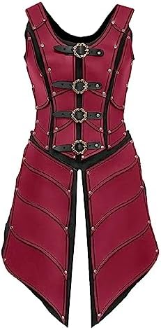 Ucosbros Medieval Armor Viking Armor Knight Dress Armor PU Leather Costume For LARP Party Red