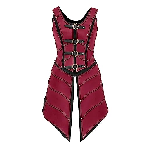 Ucosbros Medieval Armor Viking Armor Knight Dress Armor Pu Leather Costume For Larp Party Red #TOP3