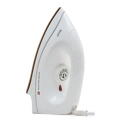 Swiss Military Dryo Dry Iron Press, 1000 Watts, Variable Temperature Control, Advanced Non Stick Sole Plate for Crisp Ironing, with Cord Winder, Easy Grip Handle, 360 degree Rotatable Cord, Red, 1