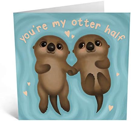 Central 23 Happy Anniversary Card - You're my Otter Half - Otter Valentines Card - Wedding Anniversary Card for Him Her - Romantic Valentine's Day Card for Husband Wife Girlfriend Boyfriend