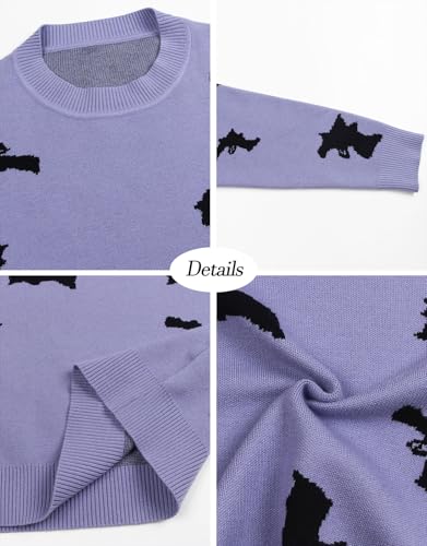 Image of Womens Cute Heart Sweater Crew Neck Long Sleeve Pullover Valentines Sweater
