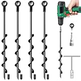 Fabulas Ground Anchors Screw in, 18 Inch 4 Pack Spiral Swing Set Trampoline Earth Anchor Heavy Duty Metal Auger Stakes Kit for Shed Tent Tree Dog High Wind Carports Camping Mobile Home Greenhouse