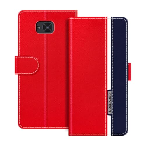UOGNADGD Funda de Cuero Compatible con BQ Aquaris U2 Carcasa Tipo Billetera con Cierre magnético Soporte y Ranuras para Tarjetas protección contra Golpes (Rojo)