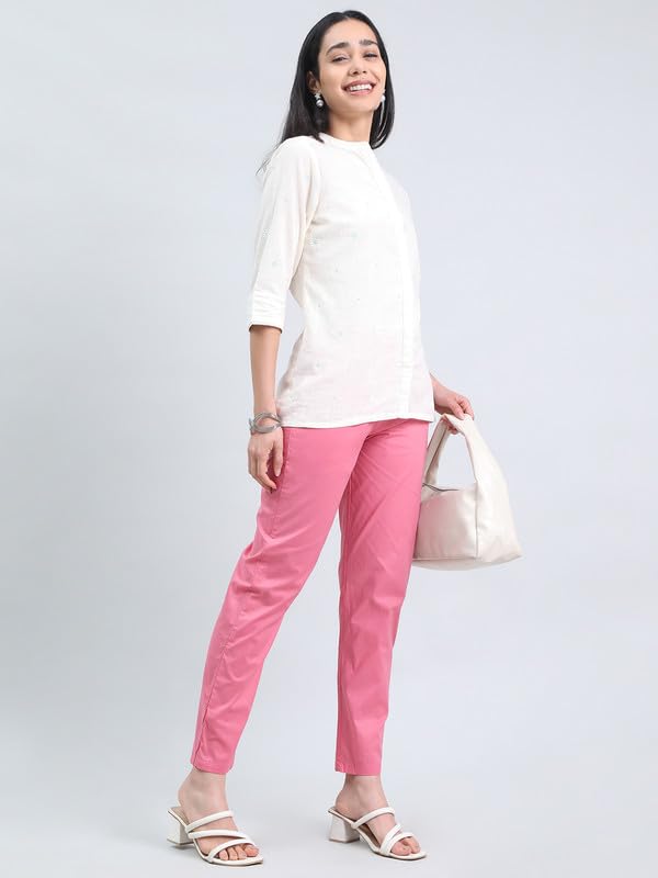Image of GO COLORS Soft Cotton Pant Full Length for Women| Breathable, Mid Rise