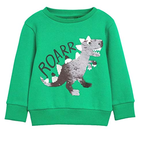 Bumeex Toddler Boy Clothes Green Dinosaur Sweatshirt,Cotton Cute Crew Neck Long Sleeve Top Size 7