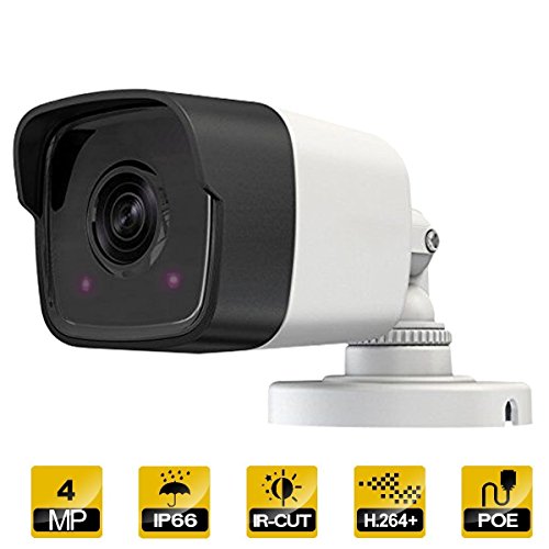 4MP PoE IP Camera Indoor/Outdoor Fixed Super Day/Night Vision Security Camera, 100 Feet IR Distance IP 66 Onvif