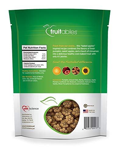 Fruitables Kalorienarme, gesunde gebackene Kürbis-Leckerlis für Hunde, frei von Weizen, Mais und Soja - Kürbis & Apfel 198g