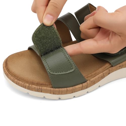 Image of UBFEN Womens Slides Sandals Comfortable Low Wedge Arch Support for Walking | Soft Cushioned Insoles, Adjustable Straps, Slip On for Summer, Casual, Home, Quick Outings