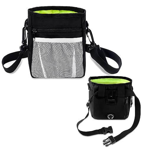 Dog Clicker Training Kit, Dog Training Treat Pouch and Dog Clickers, Dog Treat Bag with Clicker Training for Dogs, Pet Treat Bag with Waist Belt Shoulder Strap Poop Bag Dispenser - Black /w 2 Clickers - Thumbnail 4