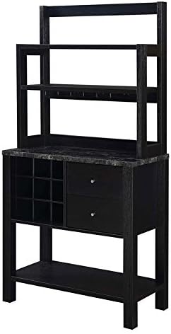 Convenience Concepts Newport Serving Bar, Black Faux Marble / Black