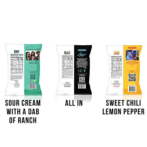 Rap Snacks Lil Baby, Rick Ross, And Migos, Sweet Chili Lemon Pepper, And Sour Cream With A Dab Of Ranch Chips Variety-Pack Of 6 #TOP6