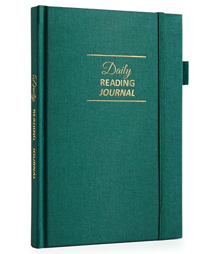 Comkiso Reading Journal for Book Lovers - 75 Book Journal Reading Log for Book Tracking, A5 Linen Book Review Journal with TBR Tracker List, Ratings, Challenges, Prompts, and Index - Green