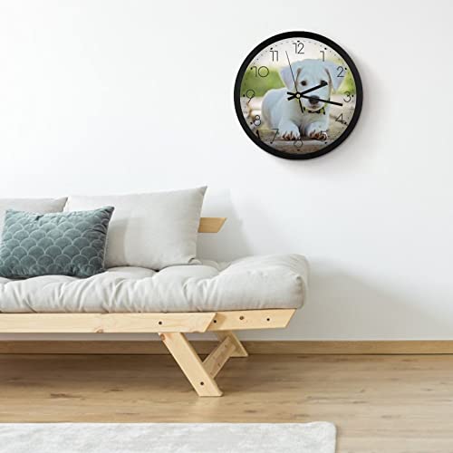 Pendule murale chien blanc moderne silencieuse contre le bruit du tic-tac