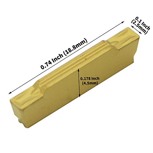 Indexable Carbide Grooving Inserts Mgmn250-G (2.5Mm) Tin Coated Cnc Carbide Turning Inserts Lathe Inserts Cutters For Mgehr Mgivr Lathe Grooving Cut-Off Tool,Processing Steel,10 Pcs/Box #TOP5