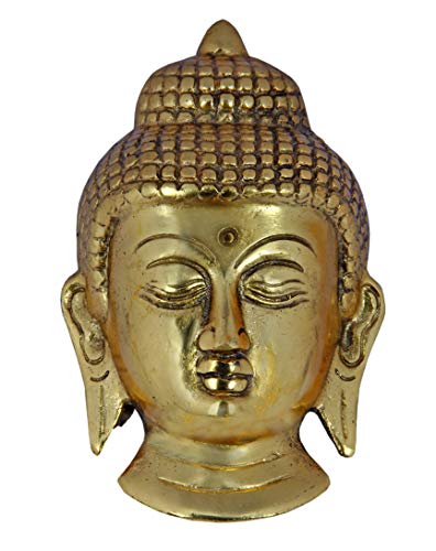 Charmy Crafts Metal Lucky Charm Small Buddha Face Wall Hanging Showpiece (Golden) - 5 Inches Height #TOP12