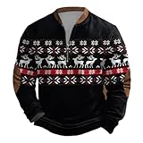 Generisch Suéter de punto para hombre con patrón tradicional noruego - Tromper festivo de invierno con copos de nieve | Jersey clásico para hombres, Estilo P01 Negro, L