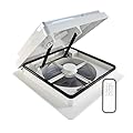 12V RV Vent Fan with Remote Control - Intelligent Rain Sensor, Reversible Airflow, Low Noise, Powerful Brushless Motor & Garnish Trim Included - Ideal RV Roof Vent Fan for Trailers, Campers