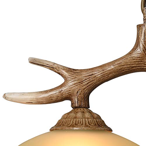 Gdae10 Hanging Lights, 2 Heads Resin Deer Horn Pendant Light Fixture Vintage Retro Antler Ceiling Lamp (E27 Bulbs, Without) With Chain, Rustic Antique Unique Home Bedroom Restaurant Cafe Bar #TOP2