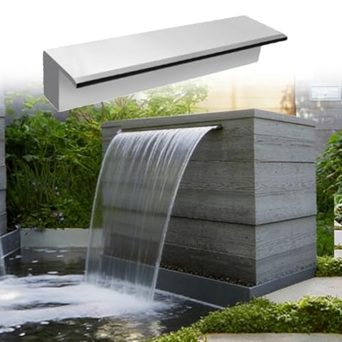 Spillway a cascata in acciaio inossidabile per piscine e stagni da 30,5 cm a 203,2 cm con beccuccio a incasso a parete per fontana di troppopieno 167,6 cm uscita acqua per patio e decorazione del