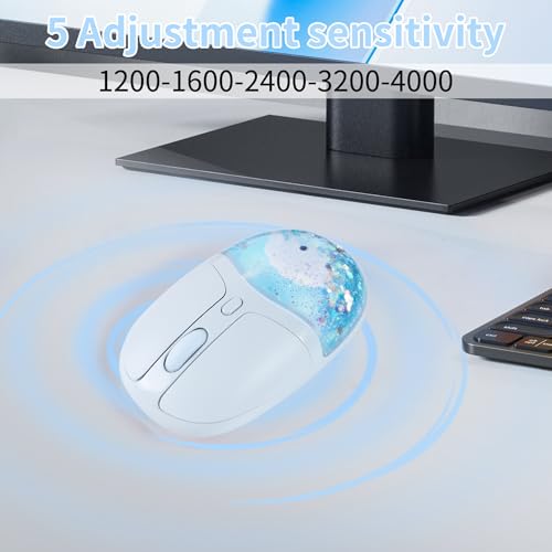 Image of Bluetooth Wireless Mouse,Creative Floating Cartoon Dog Animal Mice,RGB Backlit Rechargeable Triple Mode(Dual Bluetooth+USB) Computer Silent Mouse with USB Receiver for Laptop /MacBook /iPad /PC-Blue