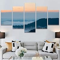 SIGNWIN 5 Panel Canvas Wall Art Orange Sunset for Home Decorations Ready to Hang - 60