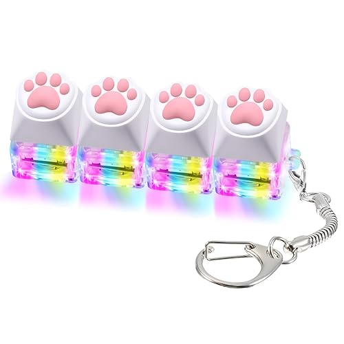Image of 4 in 1 Lighting Keyboard Fidget Toys for Adults LED Light Keyboard Clicker with Keychain Fidget Sensory Fun Toys for Decompression (Cat Paw)