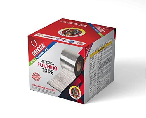 Image of OMEGA Butyl Adhesive Aluminium Waterproof Heavy Duty Leakage Repair Flashing Tape, Roll for Roof, Water Tank, Pipe, Window, Gutter, Crack & Joint Sealing (100mm x 10mtr)