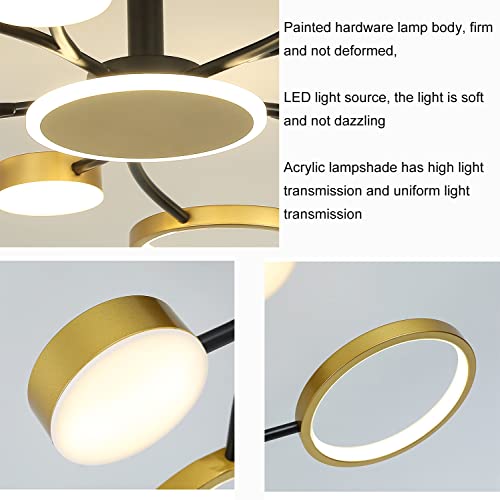Chandelier LED moderne doré dimmable avec télécommande pour salon - 5