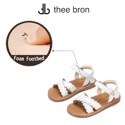 Image of THEE BRON Toddler Girls Sandals Wedding Flower Girl Dress Shoes Open Toe Flats