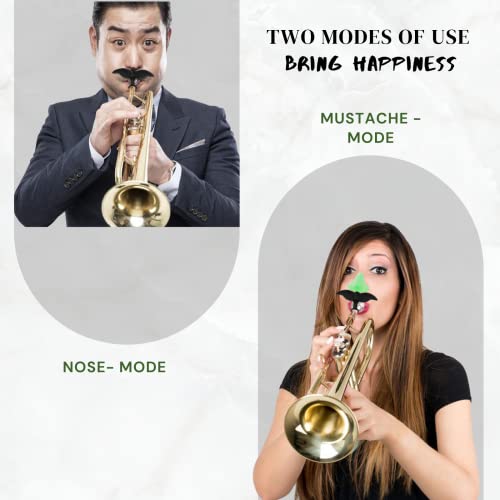 Clip On Mustache With Green Nose For Trumpet Mouthpiece Yamaha Trombone Euphonium Accessories French Horn Brass Tuba Silver Marching Baritone Cornet Gift Ideas For Musician Funny Playing Instrument… #TOP2