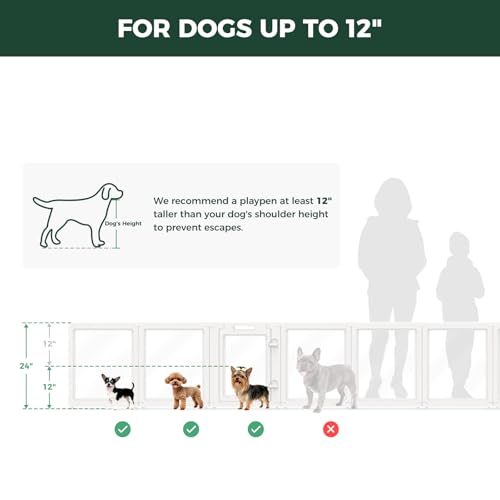Image of FXW AuraSpace Acrylic Dog Playpen with Fence-to-Wall Anchors, 24 inchH, 8-Panel