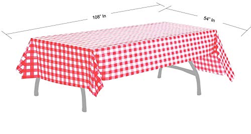 Image of BRICHBROW Pcs of 3 red & White Premium Plastic Checkered Flag Tablecloths
