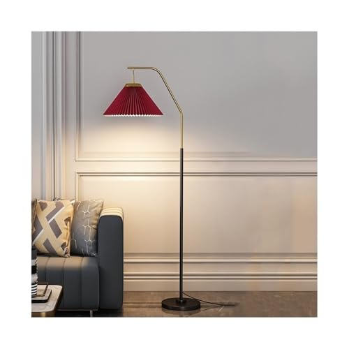 FZL02068LM Lampara de Pie Lámpara de mesa vertical for sala estar con pantalla roja y base hierro for dormitorio Floor Lamp