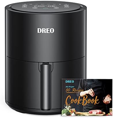 Dreo Air Fryer, 40 to 200, 50-Recipes Cookbook, 3.8 Liter Hot Oven Cooker, 9 Presets on LED Onetouch Screen, Preheat, Shake Reminder, Timer & Temperature Control, Nonstick Basket, 1500W
