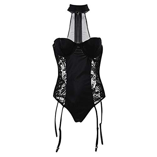 Porno lingerie jarretière ensemble noir en dentelle transparente de créateur