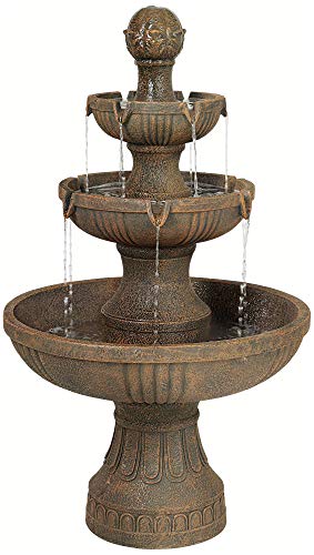 Ravenna Italian Outdoor Floor Bubbler Fountain And Waterfalls 43" High 3 Tiered Cascading For Garden Patio Backyard Deck Home Lawn Porch House Relaxation Exterior Balcony - John Timberland #TOP26