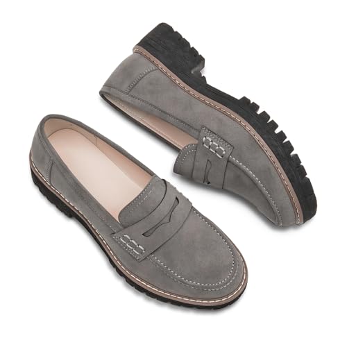 Image of Womens Loafers Shoes Platform Chunky Penny Loafer Lug Sole Comfortable Slip On Work Office Business Casual Dress Shoes, US Size 5-11.5