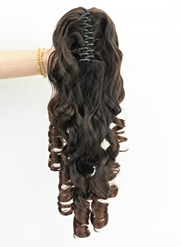 IMISSU Long Curly Claw Ponytail Clip On Hair Extension Pony Tail Hair Piece (Black Ombre Brown 1T33) - Image 2