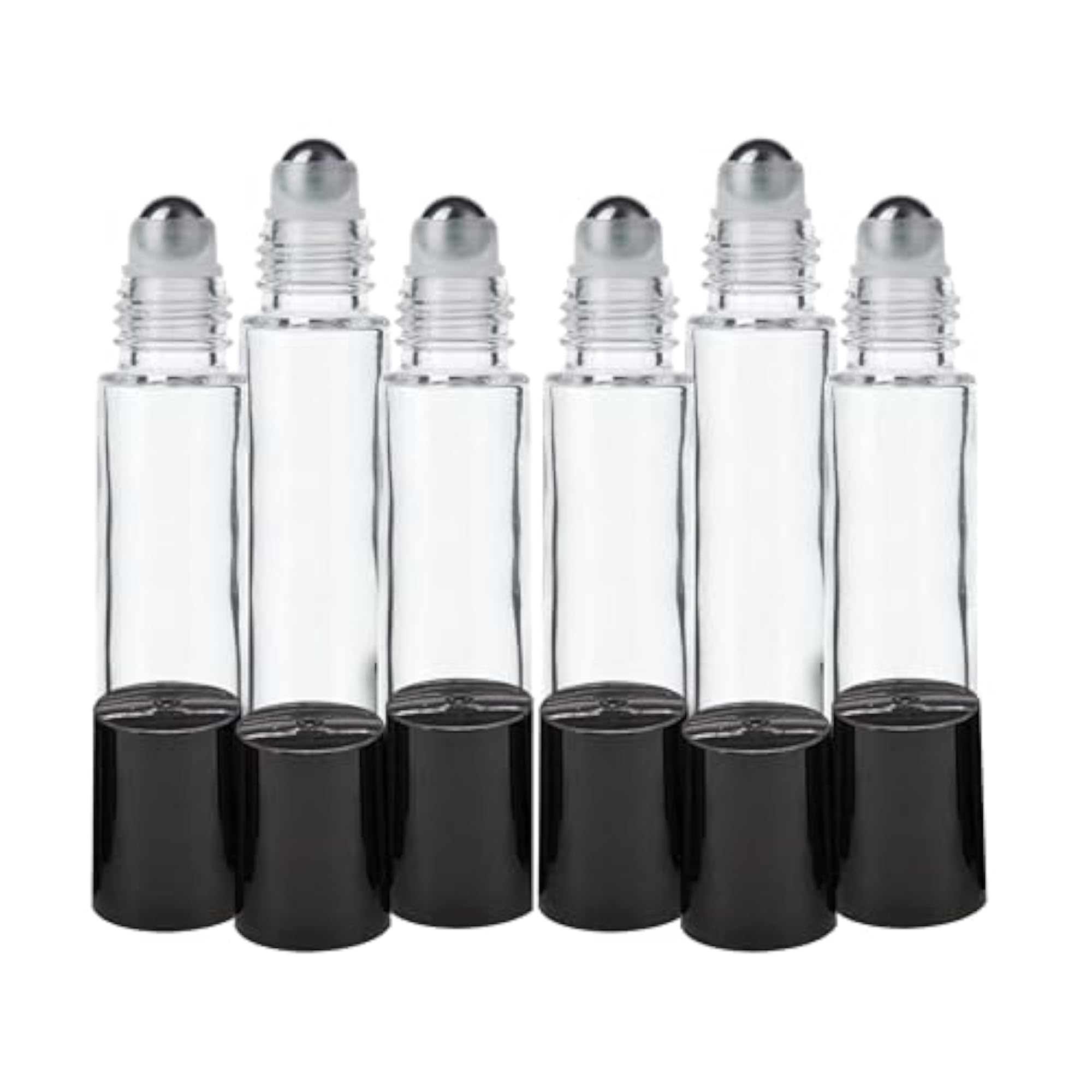 Empty Clear Glass Roll-On Bottles, 10 ml, Pack of 6