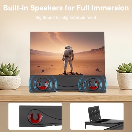 12" Phone Screen Magnifier with Speaker Mini 3D HD Foldable Amplifier for Movies & Gaming-Portable Home Theater Clear Audio,Supports All Smartphones for Family,Seniors,Travel — view 6